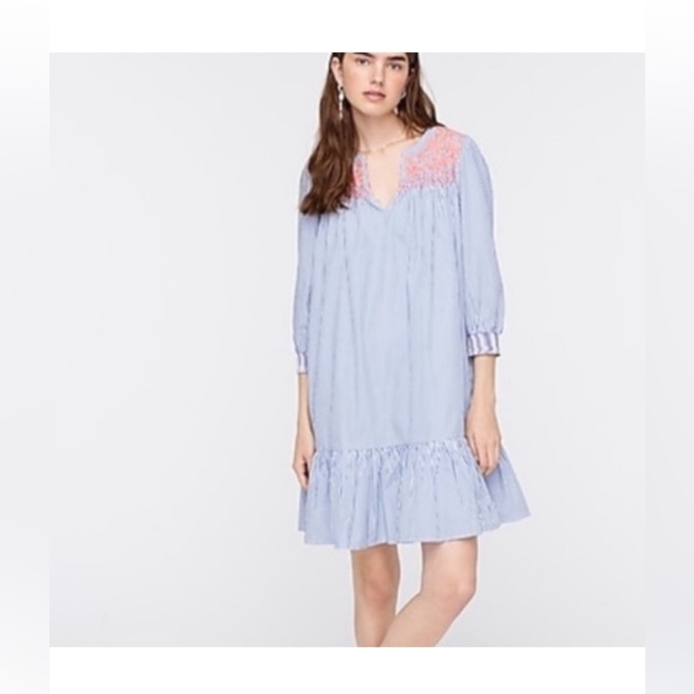 J. Crew Blue Striped Tiered Sundress